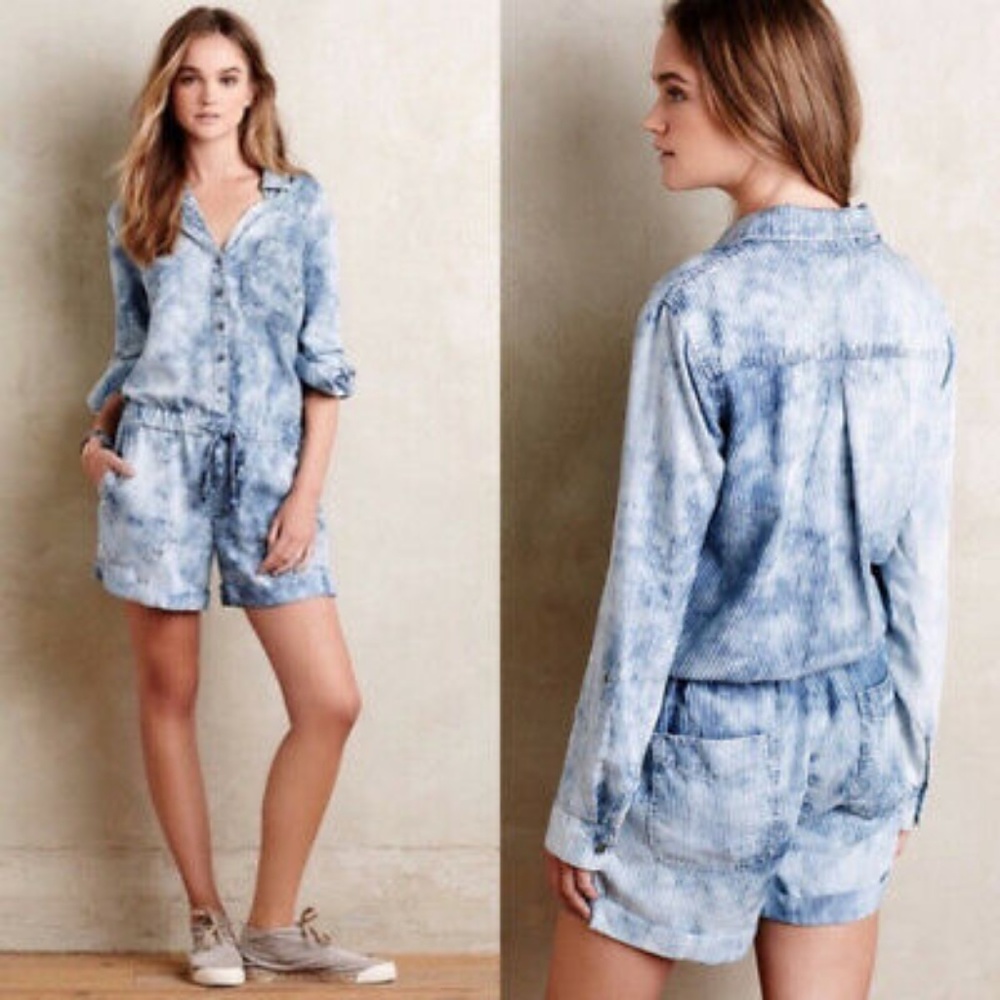 Anthropologie faded blue jumpsuit